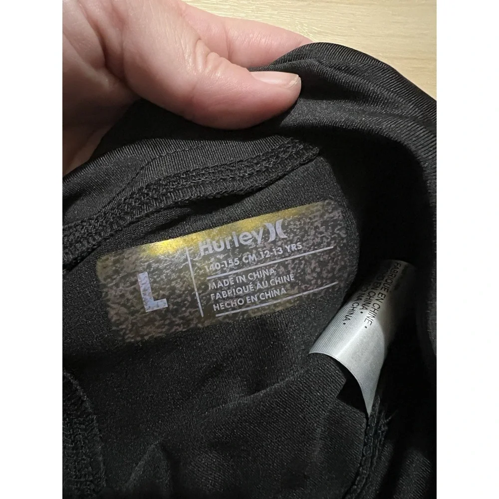Hurley Girls Size Large 12-13 High Rise‎ Black Active Bike Shorts Elastic Waist